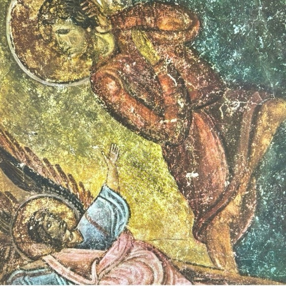 Original Vintage Fine Art Print Poster Medieval Yugoslavia Wall Frescoes Antique